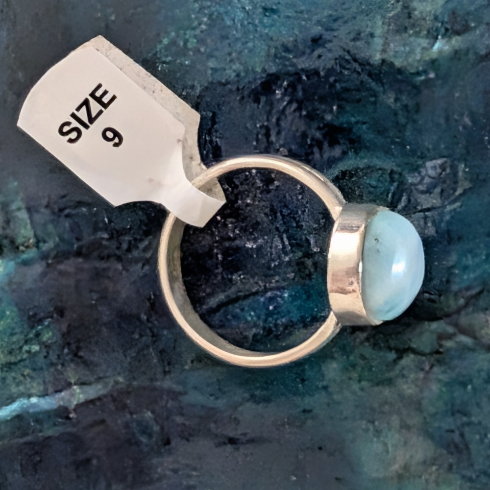 Sterling Silver Rare Natural Dominican Republic Larimar Ring Size 8.5 - Picture 4 of 7